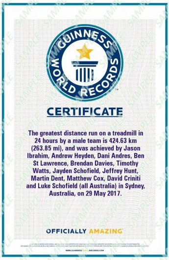 Guinness World Record Certificate